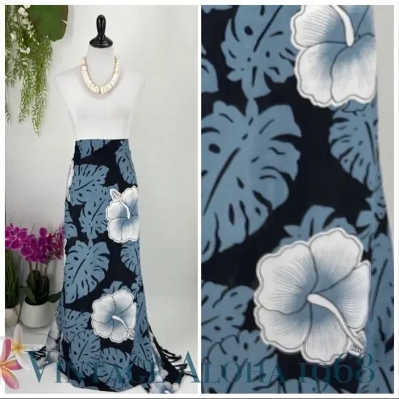 Black/Gray White Hibiscus Monstera SARONG Pareo Lavalava Beach Wrap Skirt Summer - Picture 2 of 4